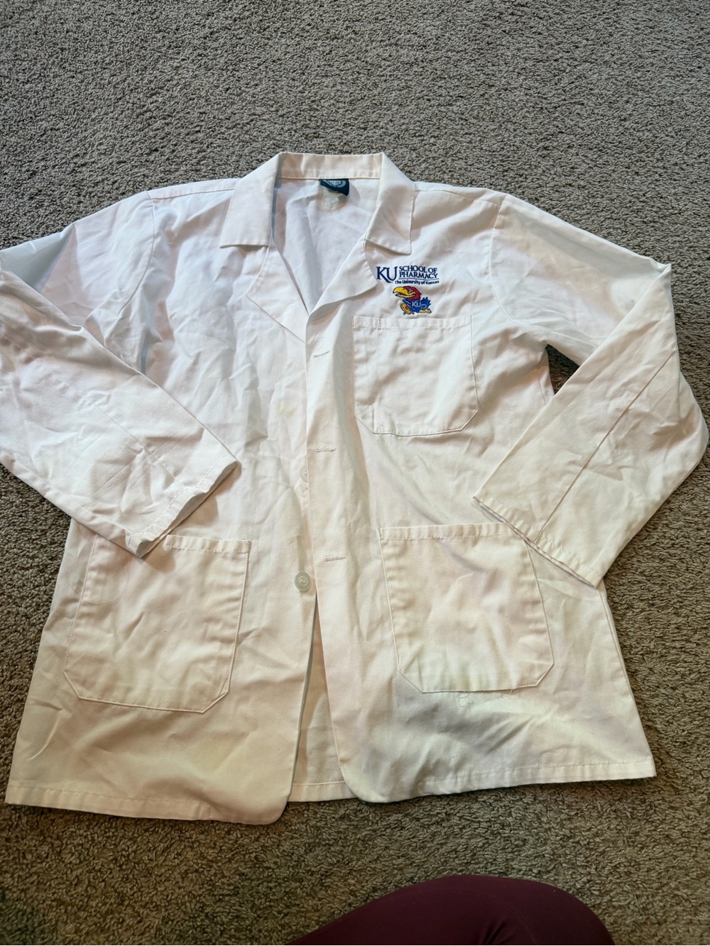 KU Jayhawks White Lab Coat with Embroidered Logo